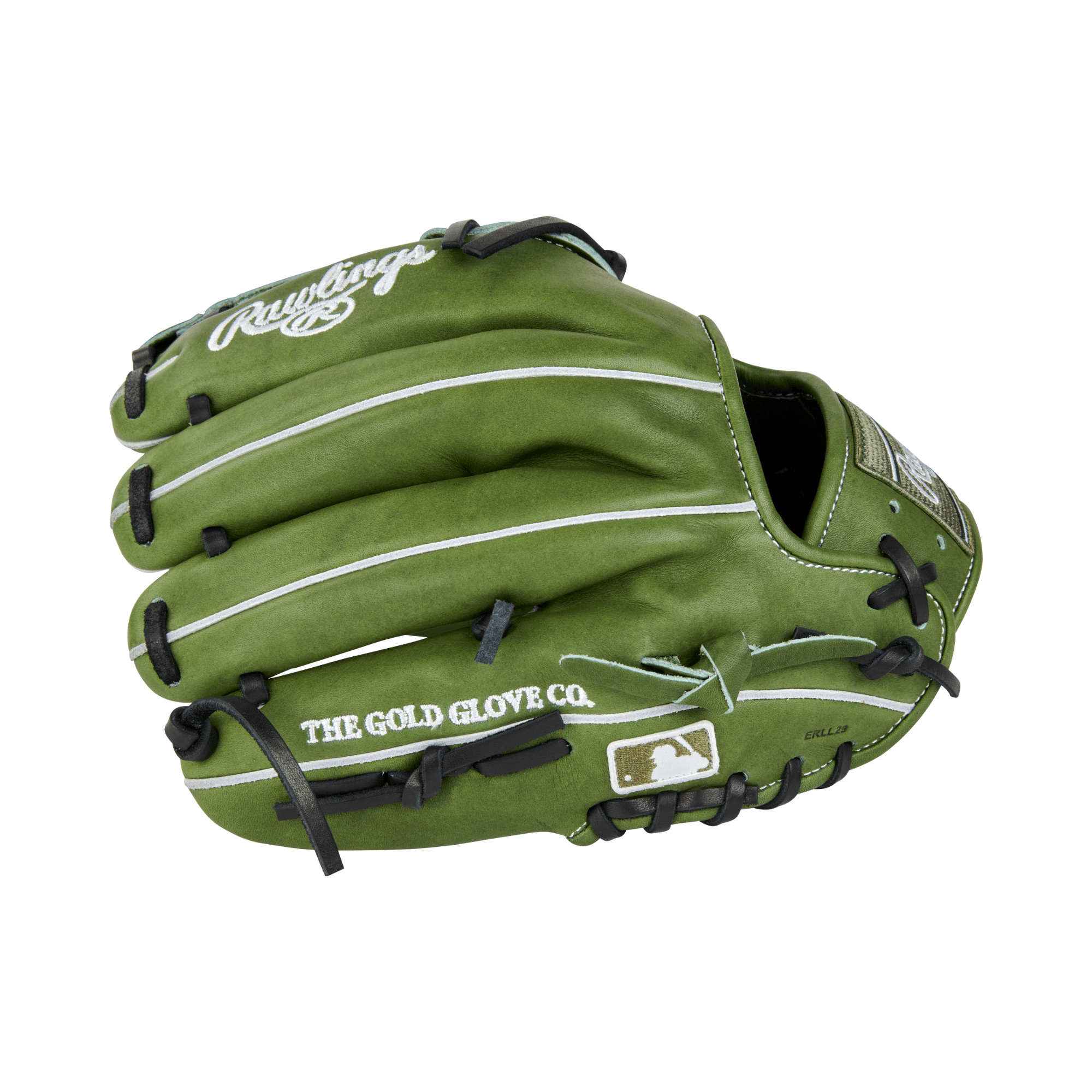 Rawlings Military Green Heart of the Hide 11.75" Fielders Glove, premium steerhide leather, left-hand throw, limited edition design.