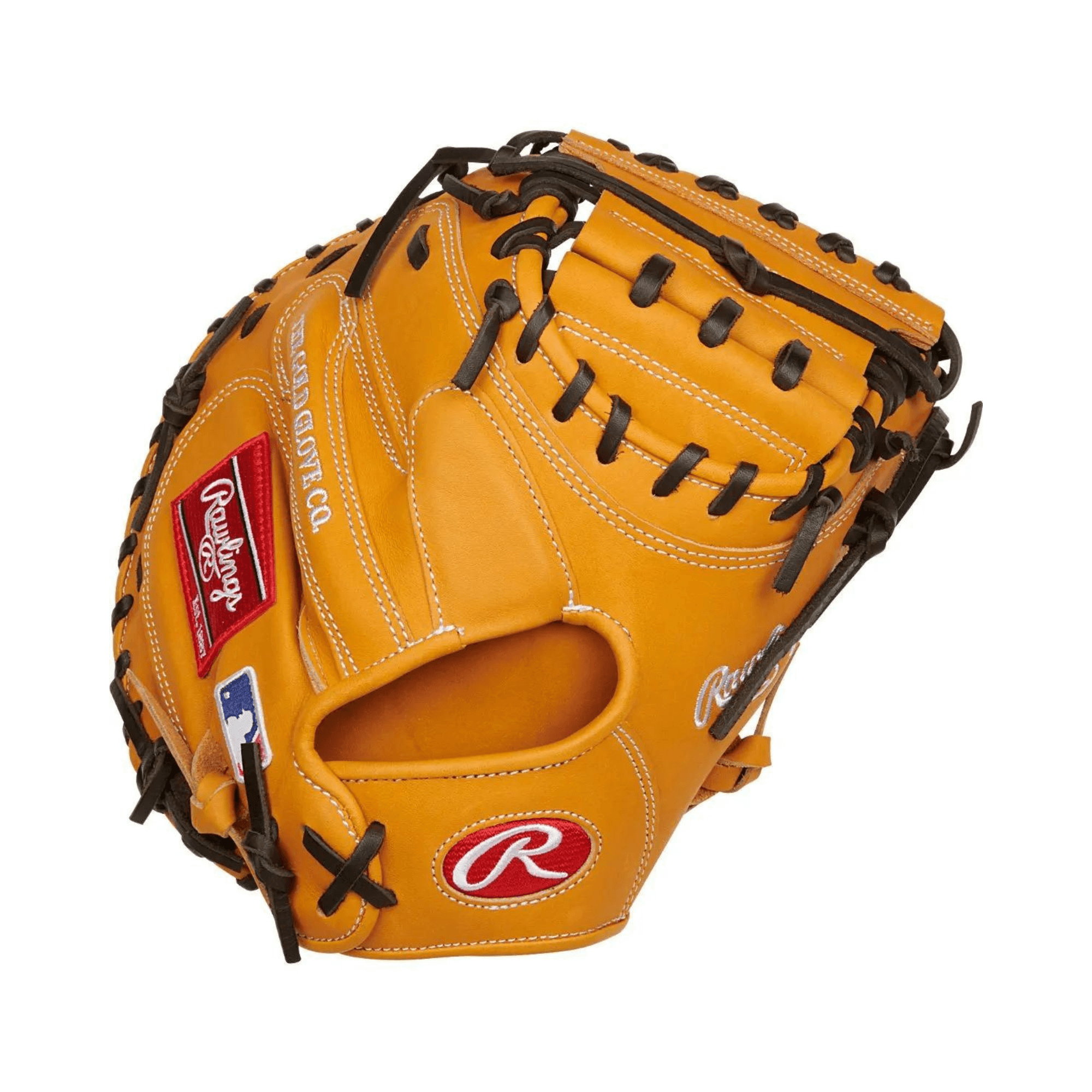 Rawlings Heart of the Hide 33-inch traditional catchers mitt in tan color with closed web design and U.S. steerhide leather.
