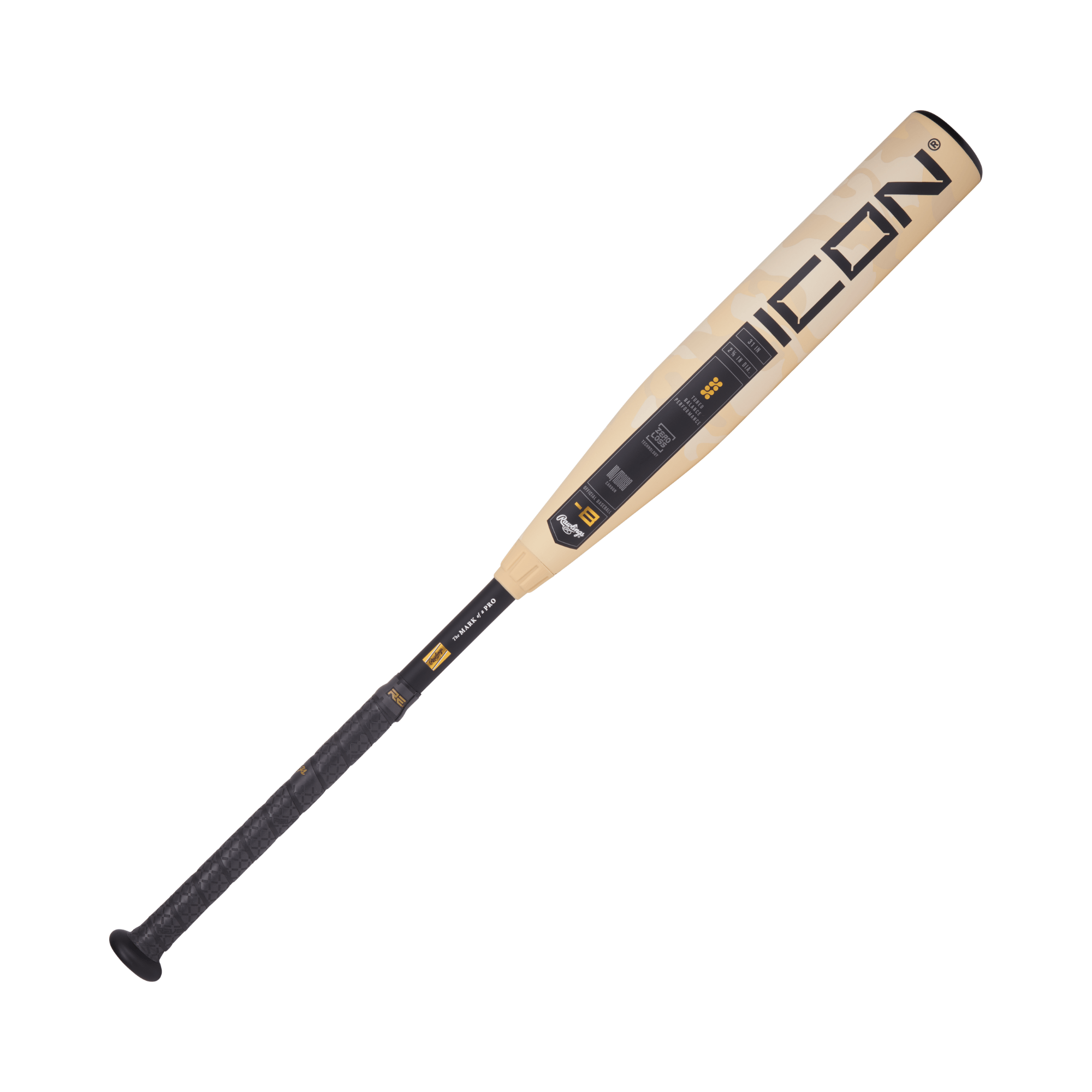 Rawlings Icon 2025 -8 USA Youth Baseball Bat featuring In/Tense carbon composite and Zero-Loss collar for improved performance.