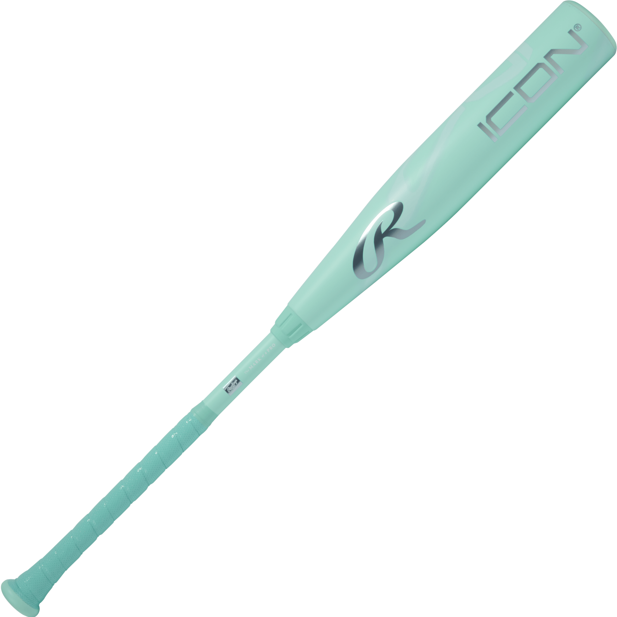 Front view of Rawlings Icon -10 USSSA bat with clean graphics, RevGrip handle, and modern composite taper