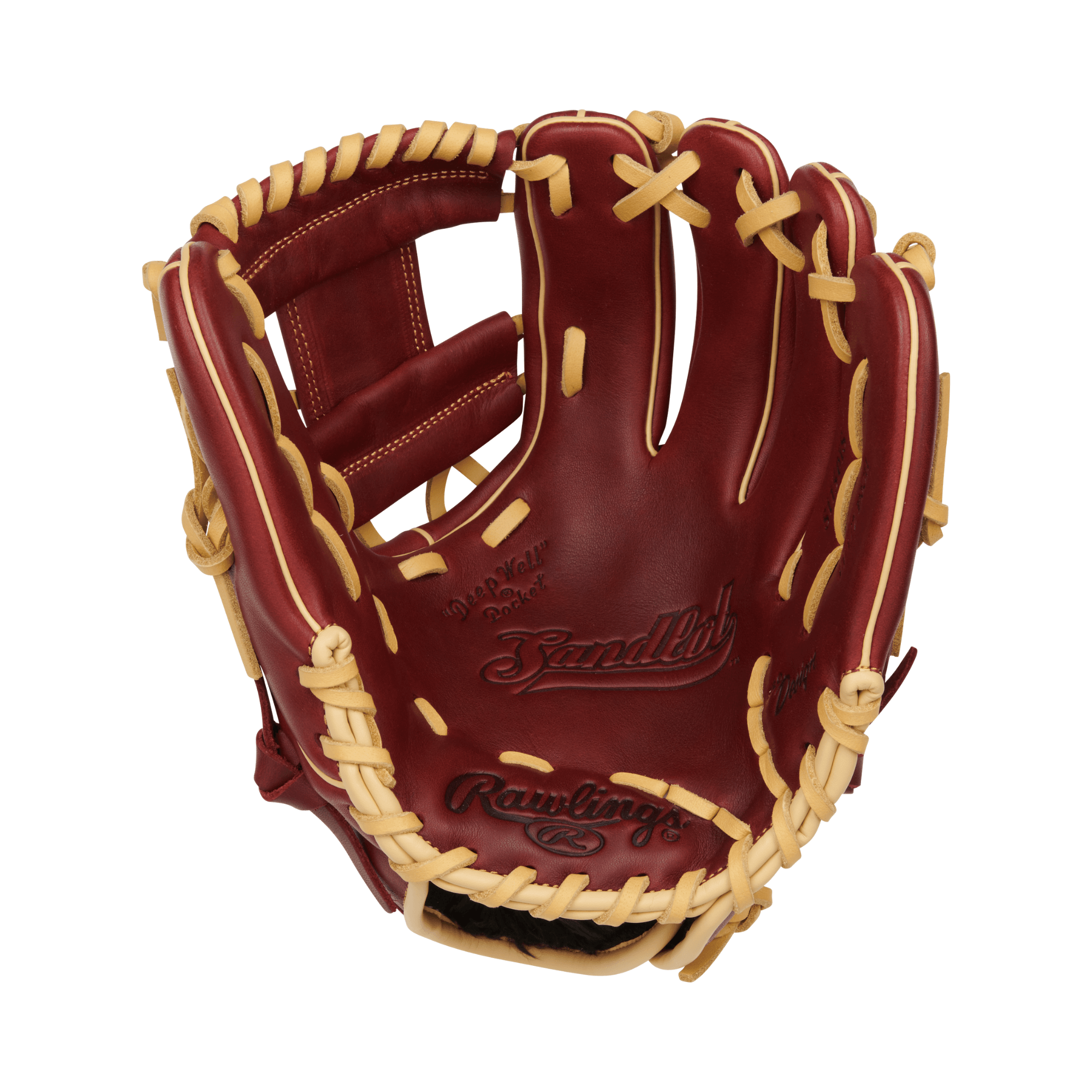 Rawlings Sandlot Series baseball glove, 11.5", RHT, vintage design with padded finger back and Zero Shock palm pad.