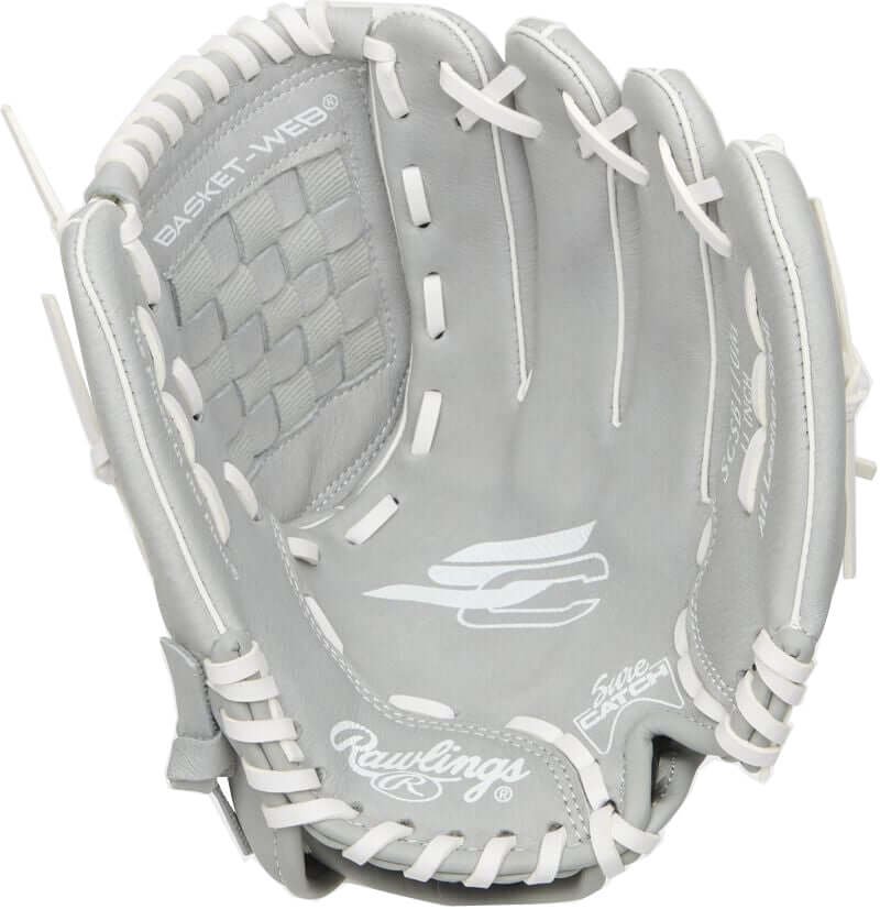 Rawlings Sure Catch 11-Inch youth softball glove, leather shell, Basket web, Velcro wrist strap