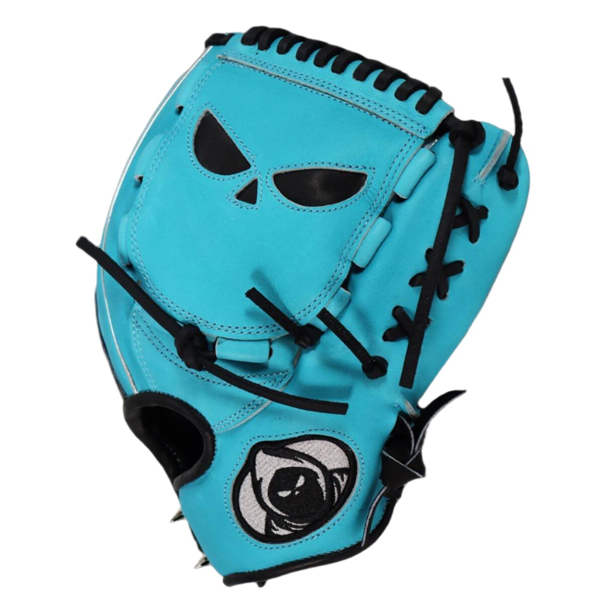 Shadow 3 Shiver 12" RHT glove in blue with skull design, crafted for ultimate control and intimidation on the mound.