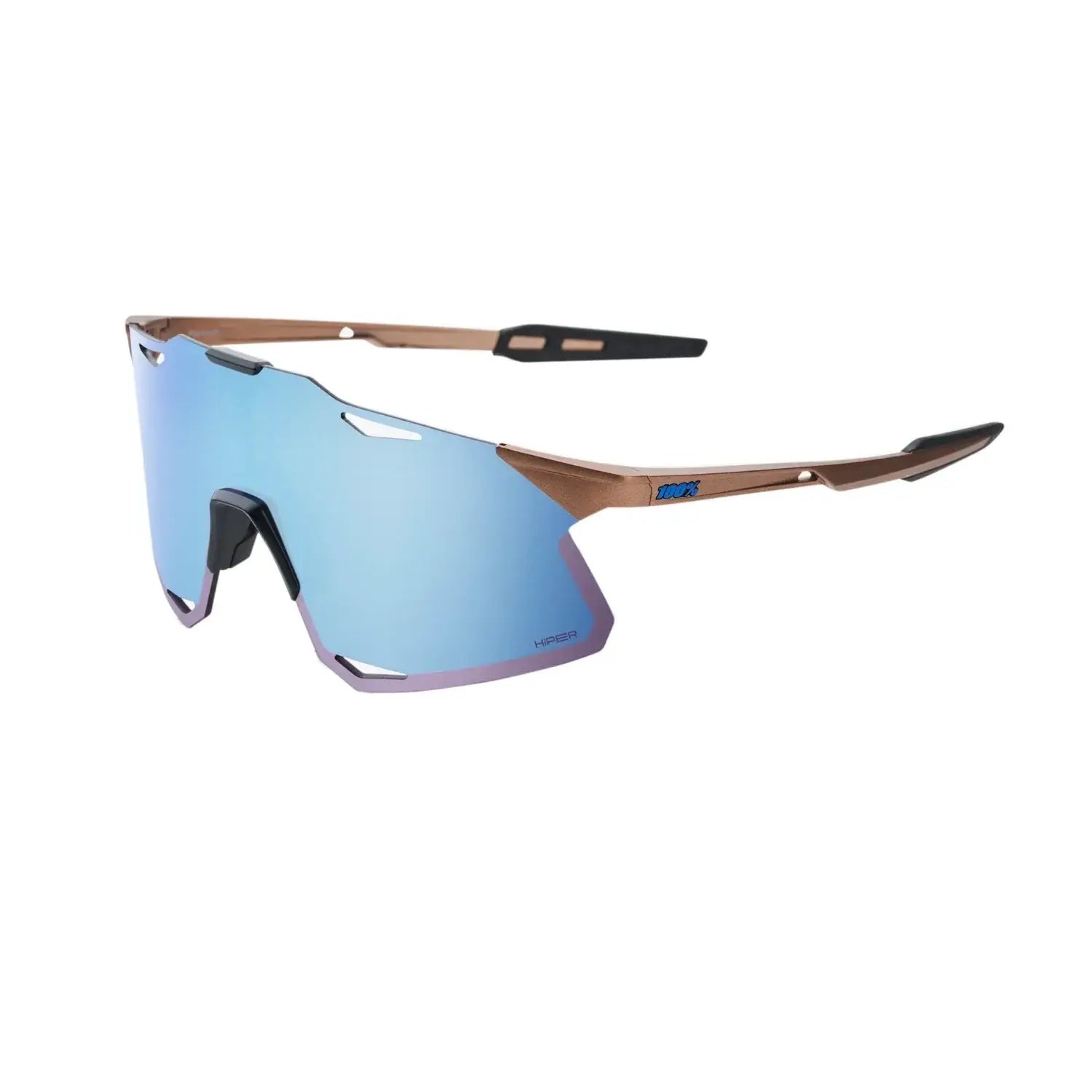 100% Hypercraft Matte Copper Sunglasses with Hiper Blue Multilayer Mirror Lens and Ultra HD optics.