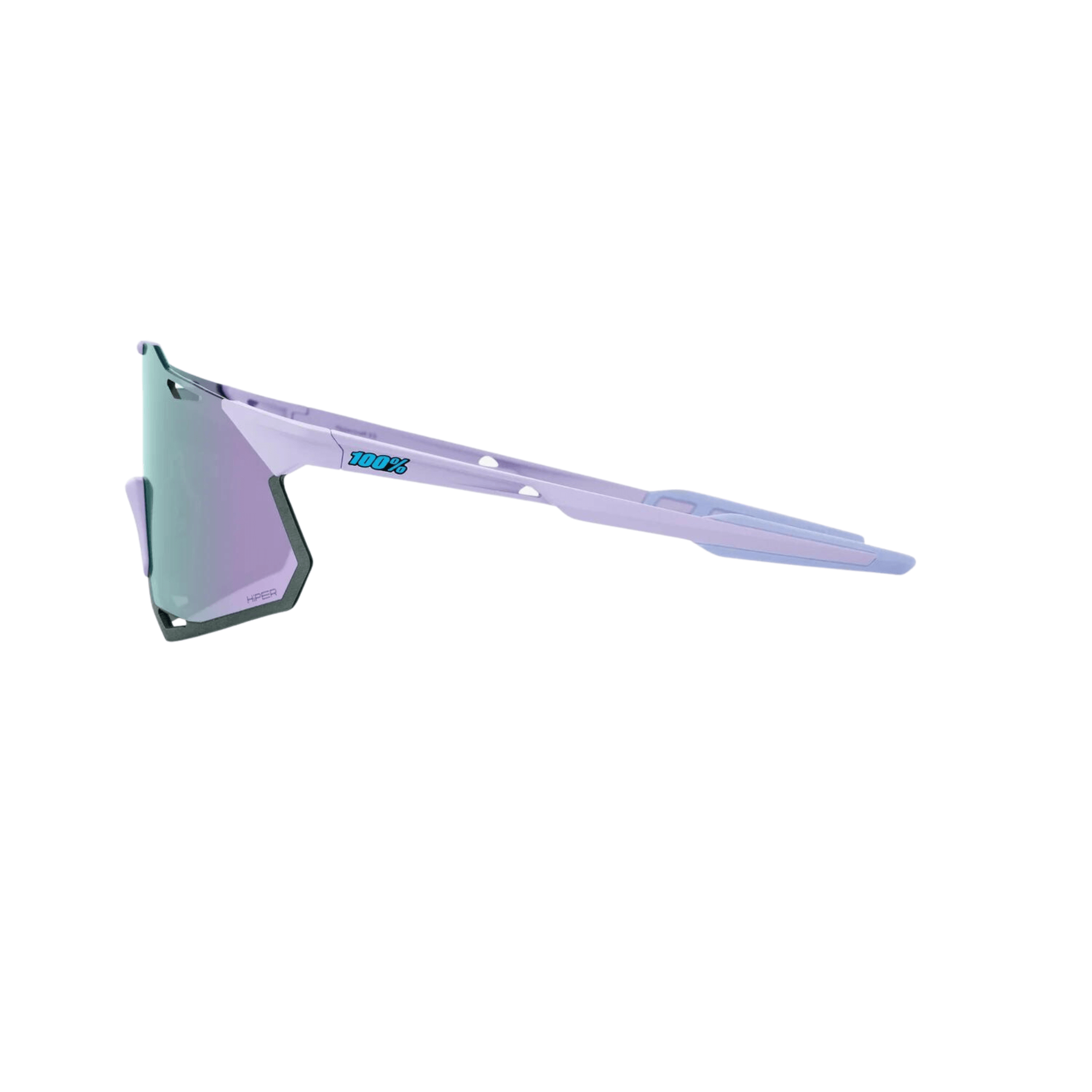 100% Hypercraft XS Soft Tact Lavender sunglasses with Hiper Lavender Mirror Lens and rimless design for ultimate UV protection.