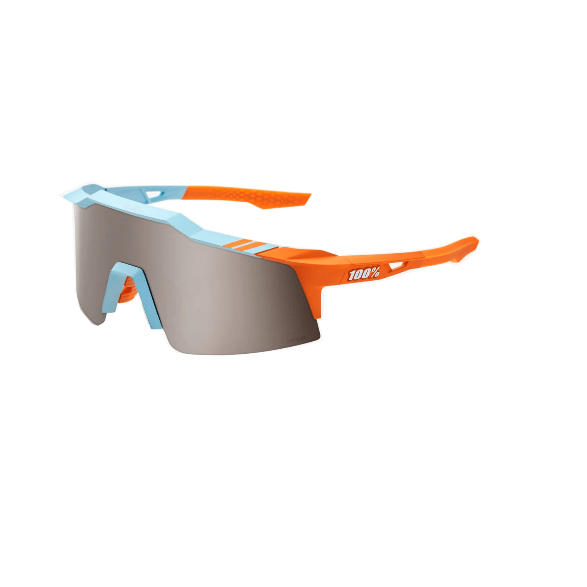 100% Speedcraft SL Soft Tact sunglasses in two-tone design with Hiper silver mirror lens, ideal for smaller faces.
