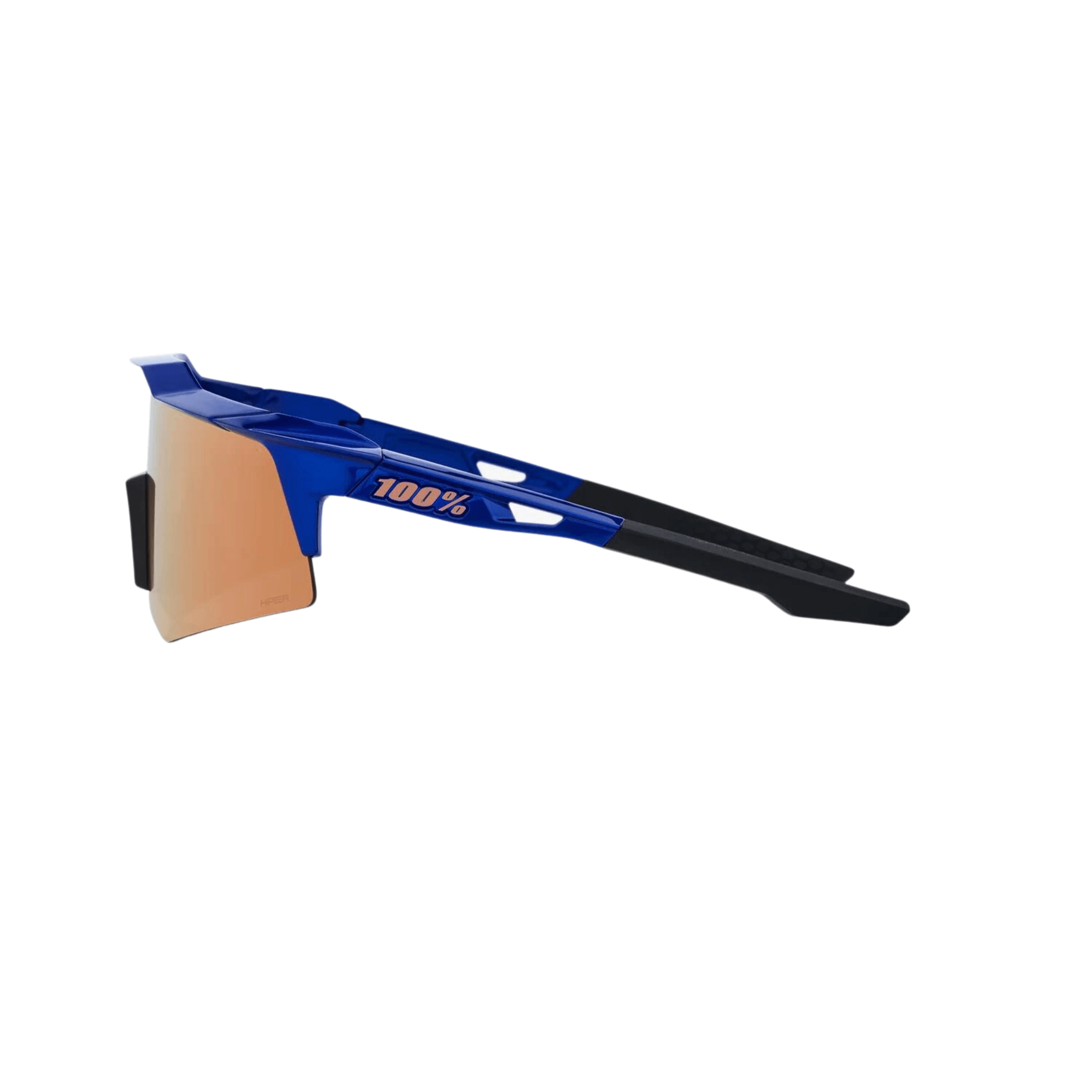 100% Speedcraft XS Gloss Cobalt Blue sunglasses with Hiper Copper Mirror Lens, ultra HD and lightweight design.