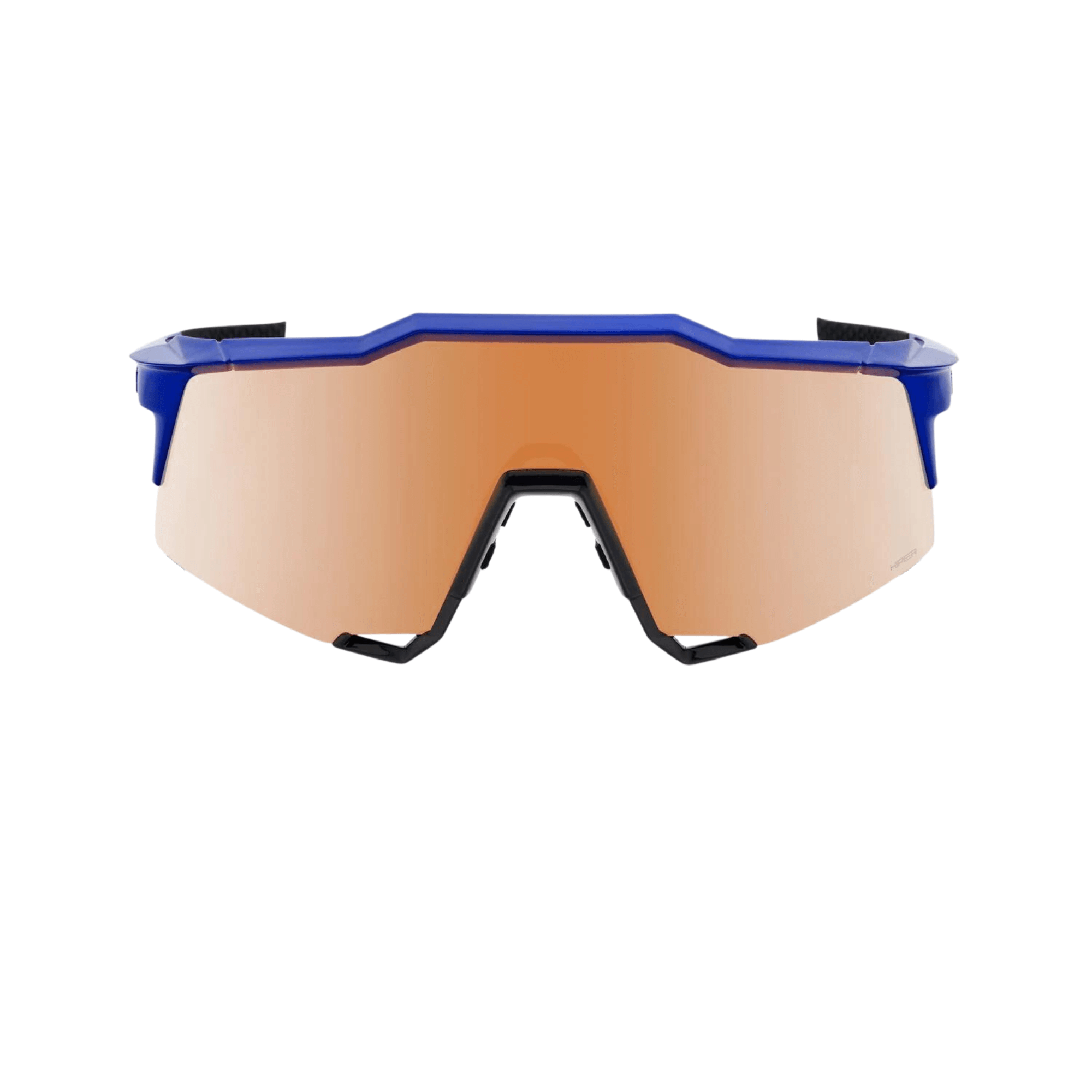 100% Speedcraft Gloss Cobalt Blue sunglasses with Hiper Copper Mirror Lens, featuring ultra HD and high-impact resistance.