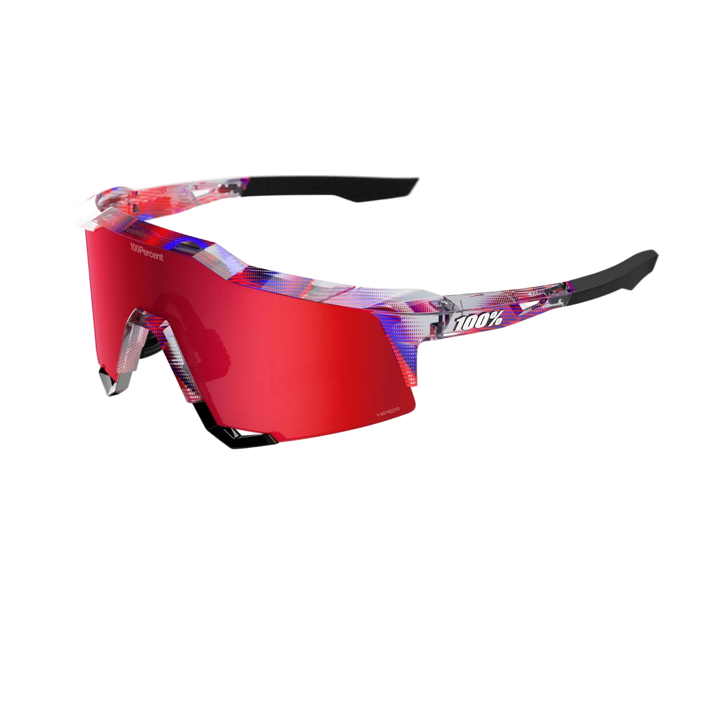 100% Speedcraft SL FDJ Gloss Translucent Red/Blue - HiPER Fire Red Mirror Lens