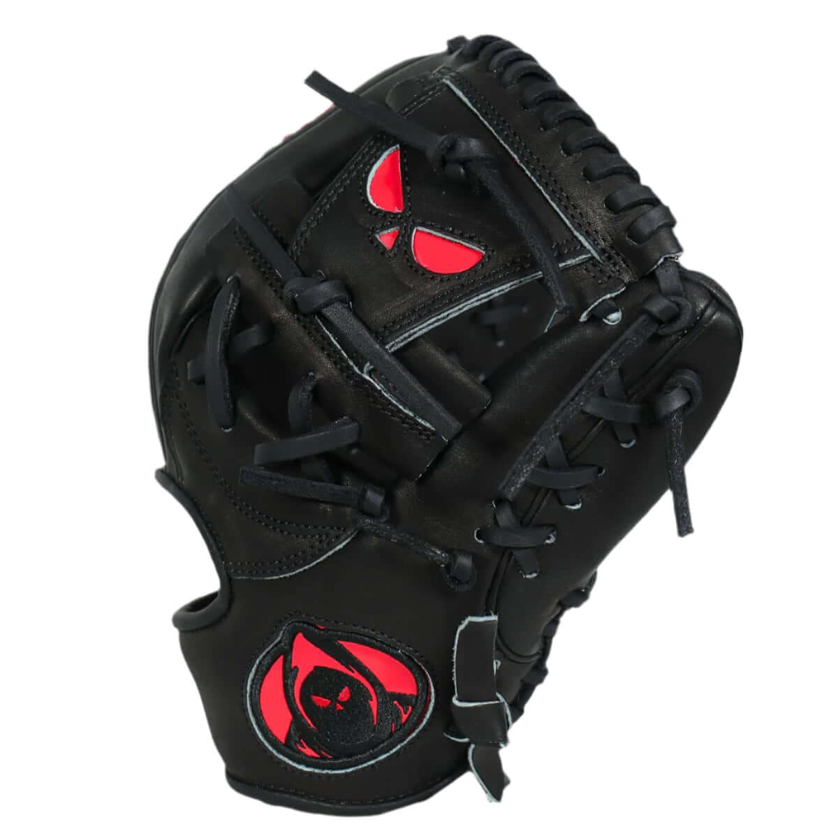 Shadow 19 Spade Baseball Glove, 11.75 inch, black Japanese Kip Leather, red accents, lightweight and stylish for infielders.