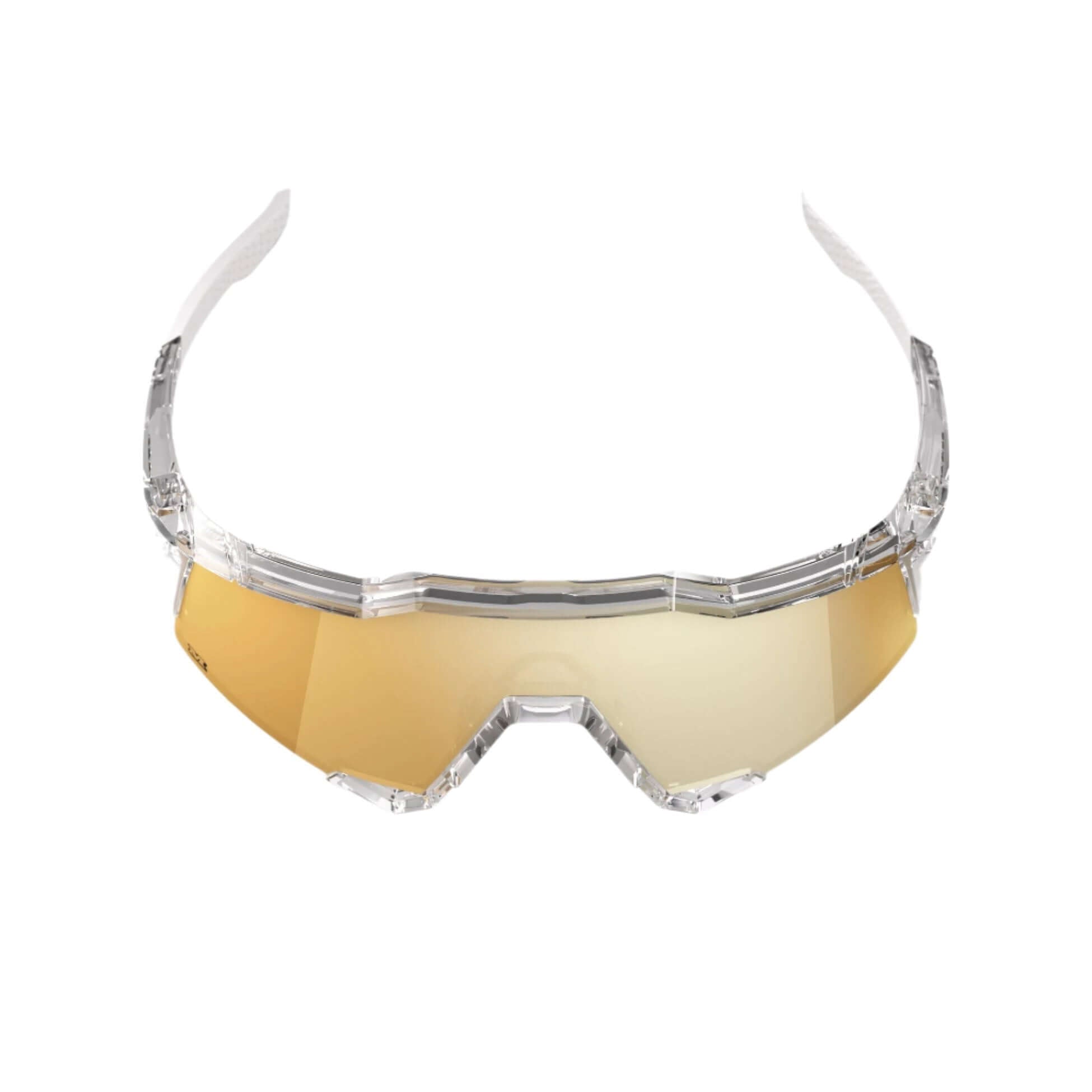100% Speedcraft Money Mike sunglasses with gold HiPER lens and clear frame, combining style and performance.