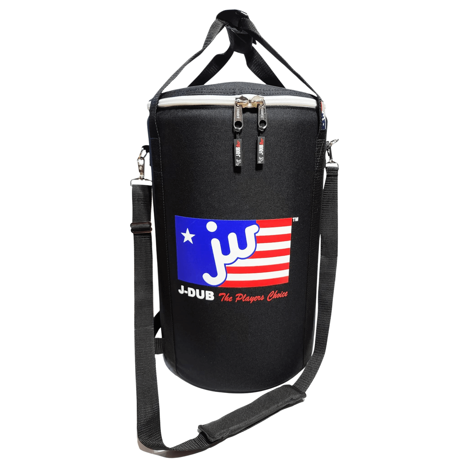 JDUB Large Round Ball Bag made of durable 1000 Denier Cordura nylon with padded shoulder strap and bottom lift handle.