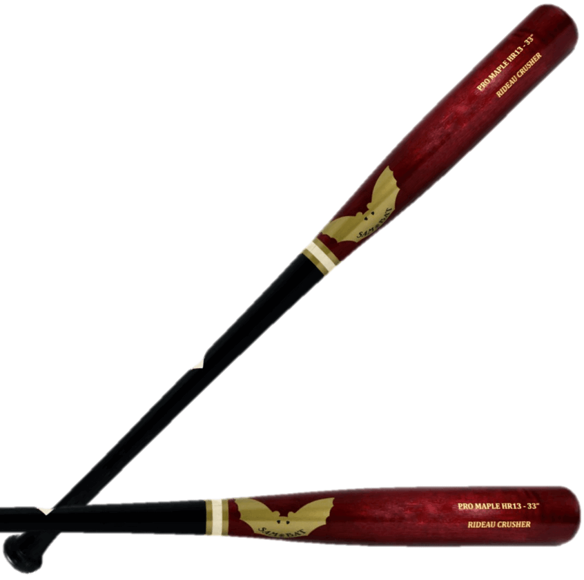 Sam Bat HR13 baseball bat showcasing a strong handle, professional grade hard rock maple craftsmanship.