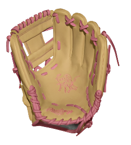 Rawlings Heart of the Hide Custom Infield glove in camel and pink, designed for durability and performance in baseball.