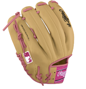 Rawlings Heart of the Hide Custom Infield glove in camel and pink, designed for durability and optimal infield performance.