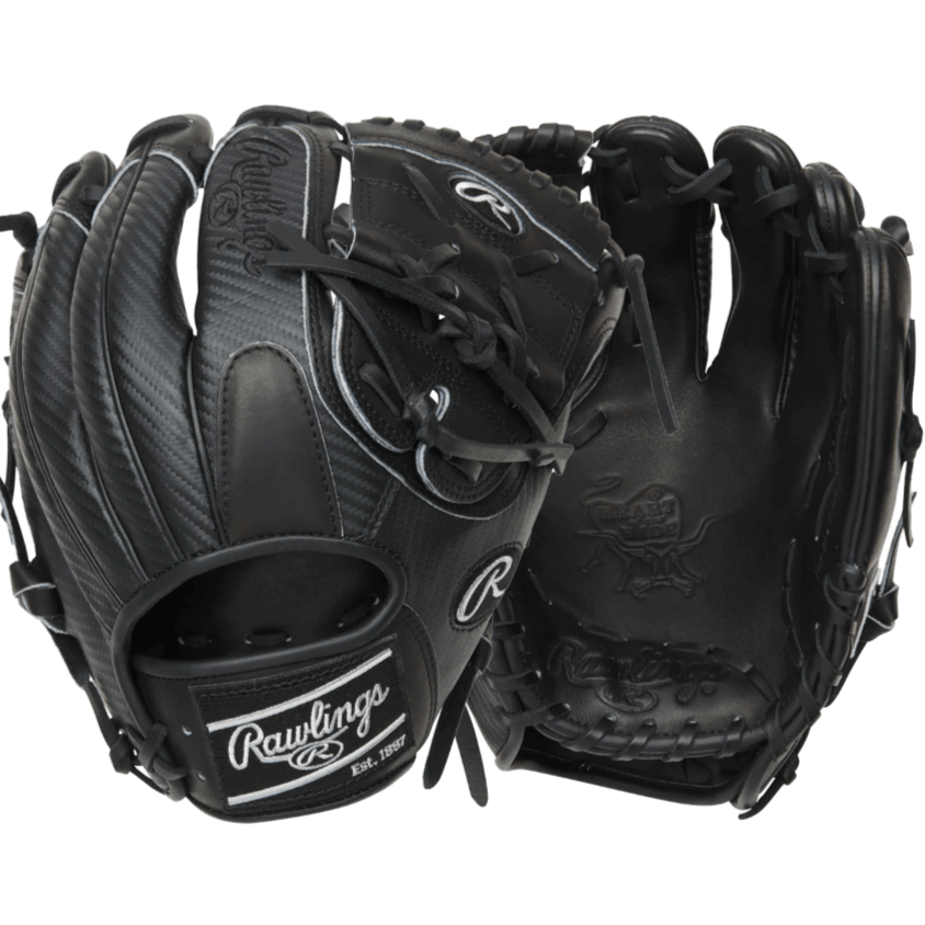 Rawlings Heart of the Hide Hyper Shell 11.75" infield/pitcher's glove, featuring sleek black design and premium leather craftsmanship.