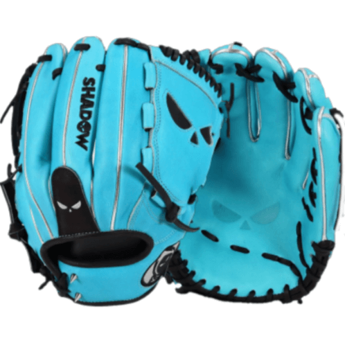 Shadow 3 Shiver 12" RHT glove in vibrant blue, made with high-quality Japanese Kip Leather for superior control.