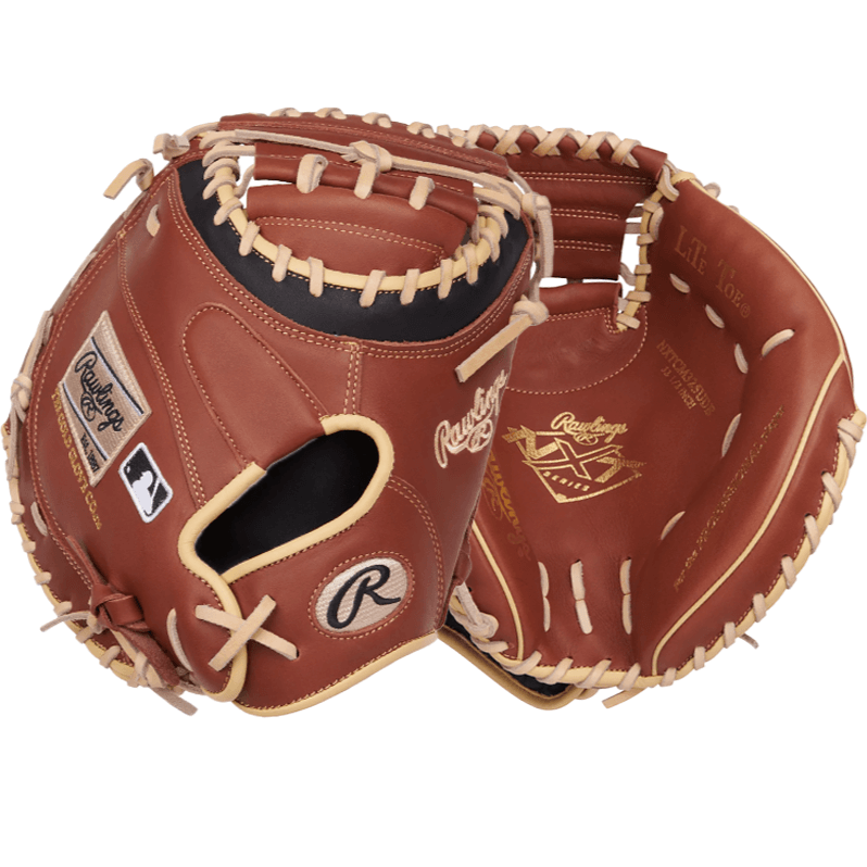 Rawlings NXT Series Catcher's Mitt in tan, 32.5-inch, featuring Contour Fit technology for enhanced comfort and control.
