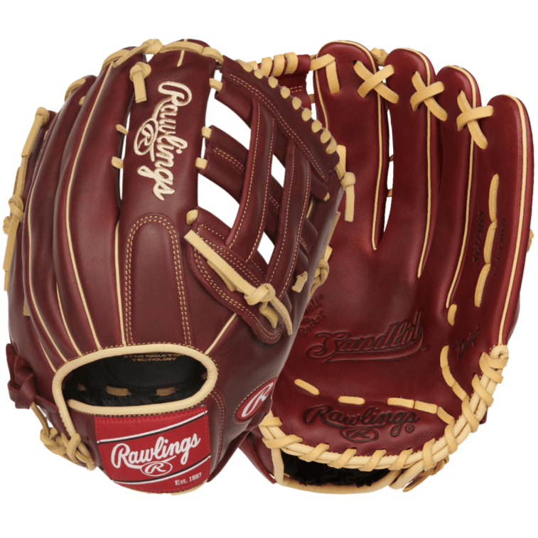Rawlings Sandlot Series Outfield Glove 12.75" LHT in brown leather with vintage design and padded features