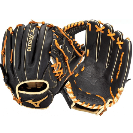 Mizuno GPSL1151 Prospect Select 11.5" RH baseball glove in black and brown with ButterSoft palm liner for youth players.