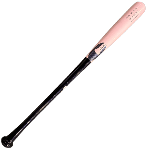 Chandler AJ99 Maple Wood Baseball Bat in black and pink, showcasing the front view and balanced design for optimal performance.