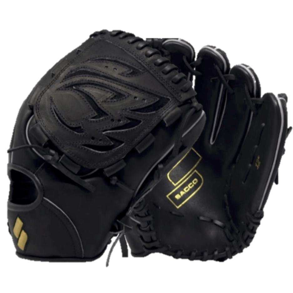 Sacco Ultra Premium Steer Hide Kamikaze Glove 12 Inch - Black and Violet - Back and Palm View