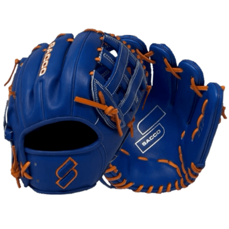 Sacco European Kip H-Web Glove 11.5 Inch - Royal and Orange - Back and Palm View