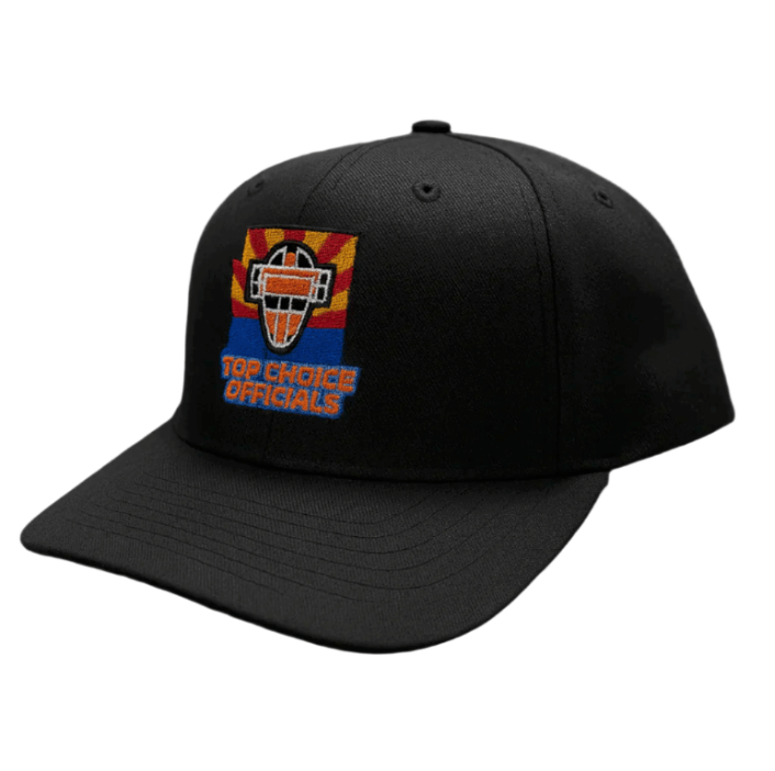 Richardson Top Choice 2026 black cap with embroidered logo, showcasing durability and premium craftsmanship.