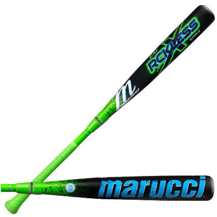 Marucci CAT X RCKLESS Hybrid BBCOR (-3) Baseball Bat in green and black design, ideal for powerful swings.