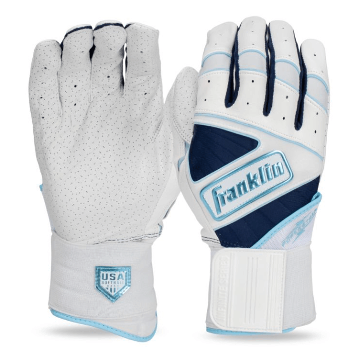 Franklin Women's Infinite Powerstrap Batting Gloves -Wht/Navy/Blue