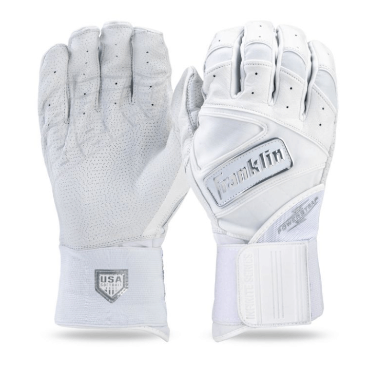 Franklin Women's Infinite Powerstrap Batting Gloves -White/Chrome