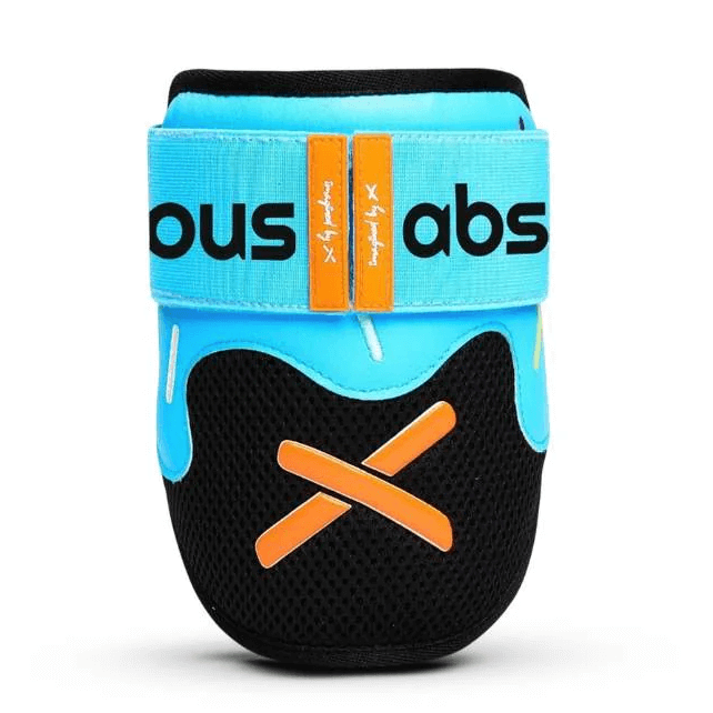 Front view of Absolutely Ridiculous Ice Cream Collection - Pushin' P Elbow Guard - Youth with blue and black design