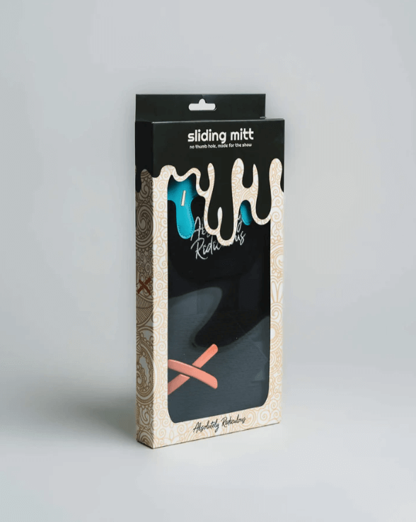 Front view of boxed Pushin' P Youth Sliding Mitt - Absolutely Ridiculous Ice Cream Collection