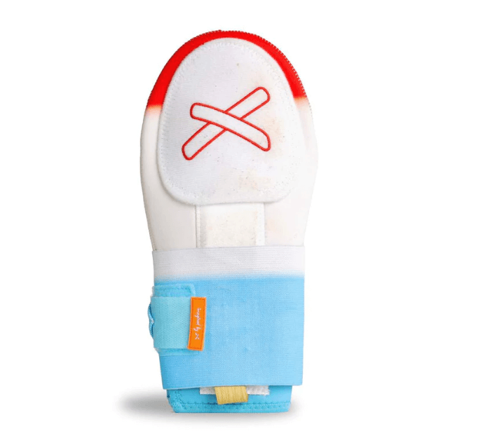 Front view of Absolutely Ridiculous Ice Cream Collection-Rocket Pop Sliding Mitt Youth showing red, white, and blue color pattern.