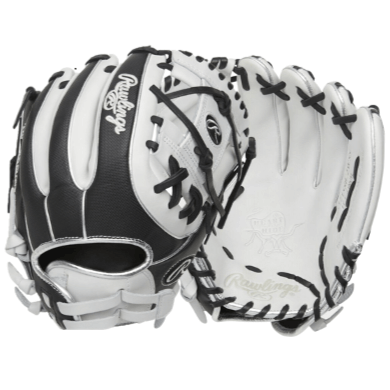 Rawlings Heart of the Hide Dual Core Fastpitch Infield Glove in black and white, 11.75-inch, designed for softball players.
