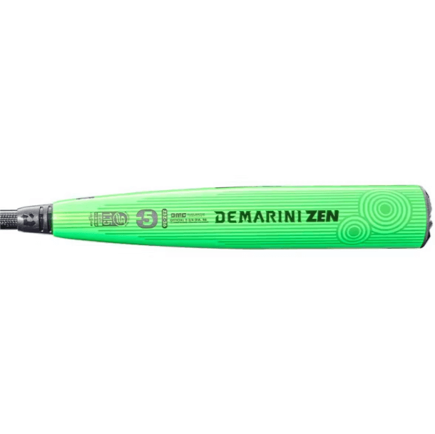 2026 DeMarini ZEN SL (-5) Baseball Bat in bright green with distinctive design and branding for superior performance.