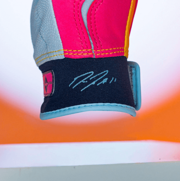 Franklin Jose Ramirez Limited Edition CFX Pro Youth, wrist opening with pink leather and signature detail.