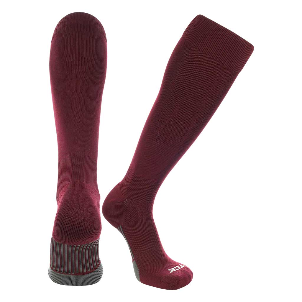 TCK Elite Dugout Solid Sock in maroon, featuring moisture-wicking technology for athletic comfort and performance.