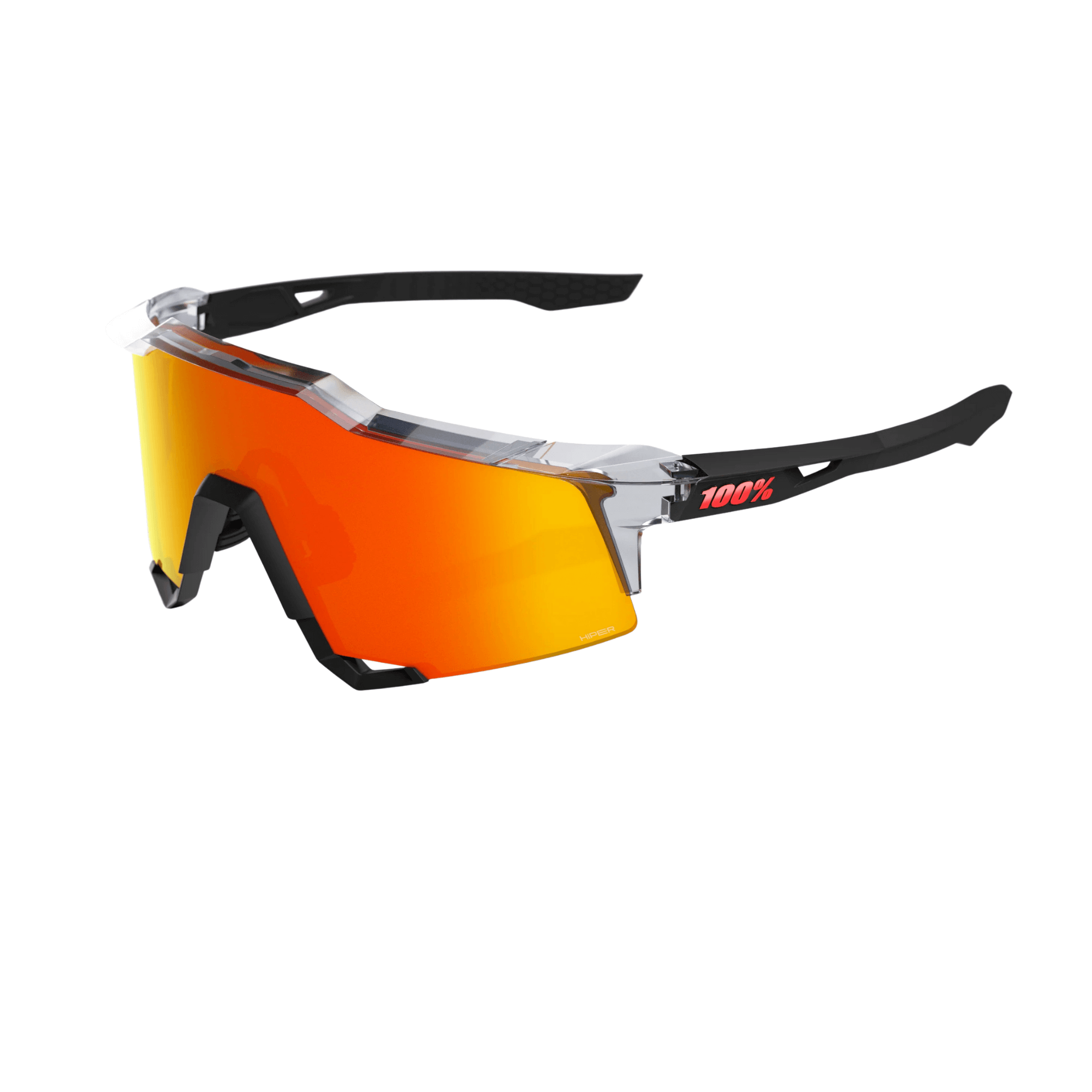 Speedcraft Polished Translucent Grey & Matte Black HiPER® Red Mirror sunglasses side front view