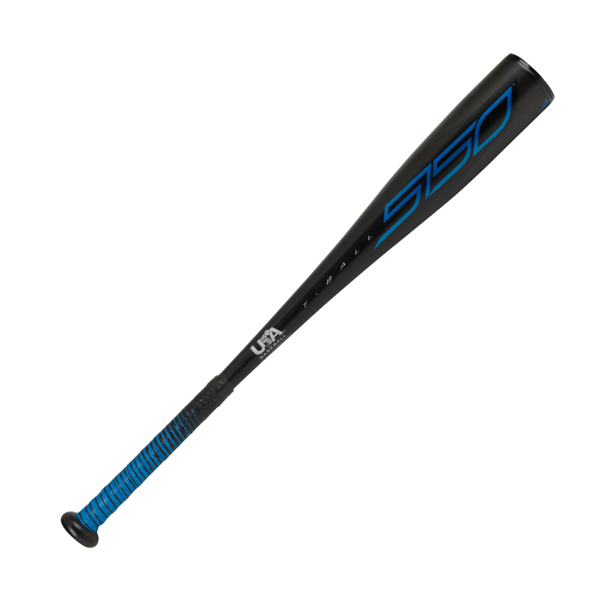 Rawlings 5150 USA Certified Tee Ball Big Barrel Bat -11, featuring a black and blue design, ideal for young baseball players.