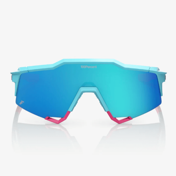 100% Speedcraft LE Tatis 4 sports sunglasses in soft tact blue with blue topaz mirror lens for optimal performance.