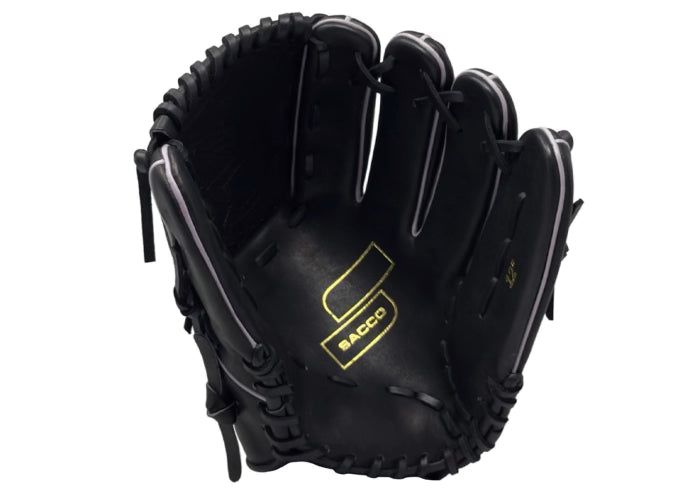 Palm View of Sacco Ultra Premium Steer Hide Kamikaze Glove 12 Inch - Black and Violet"