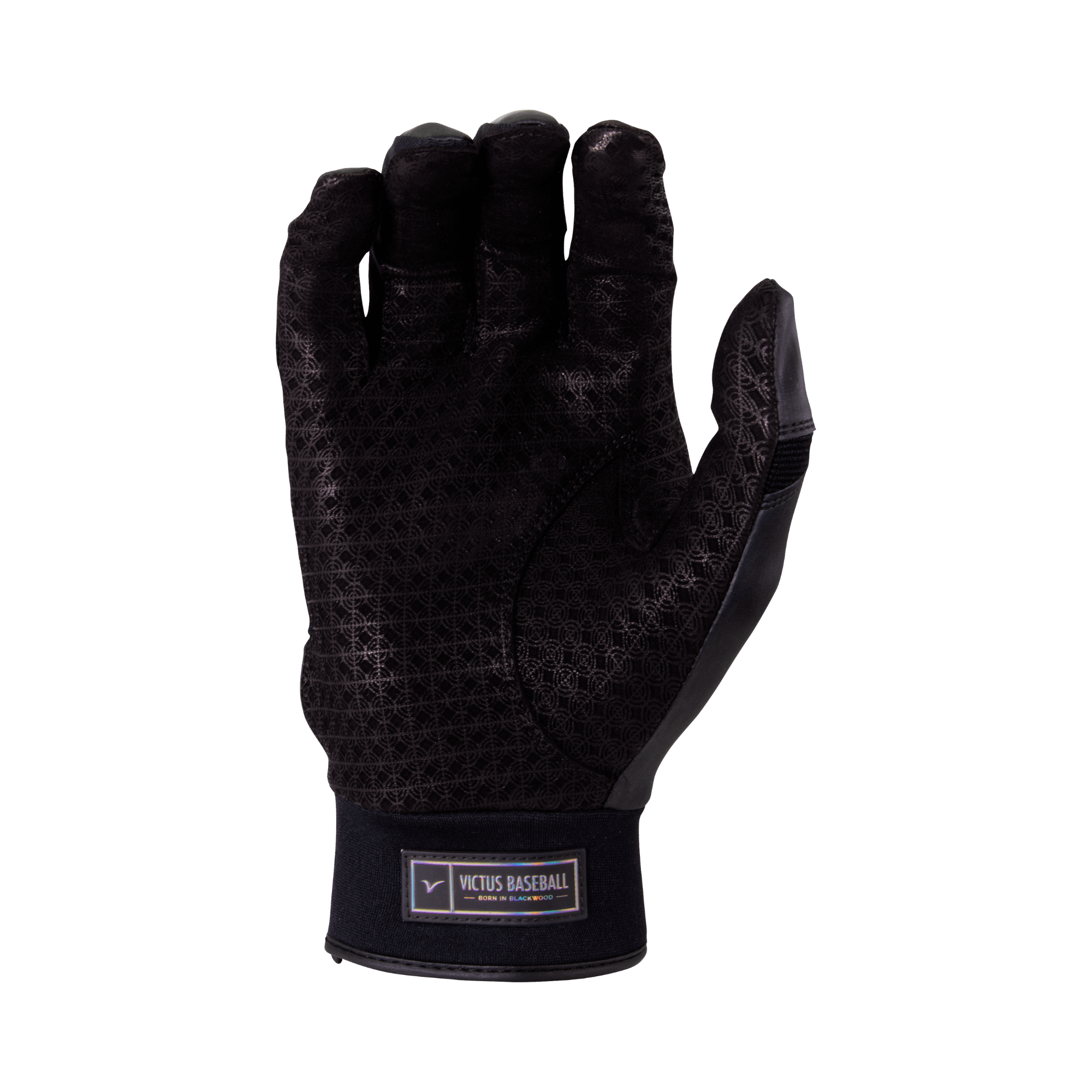 Victus Debut 2.0 black batting glove with Pittards® sheepskin palm and Carbonium Synthetic back for grip and flexibility.