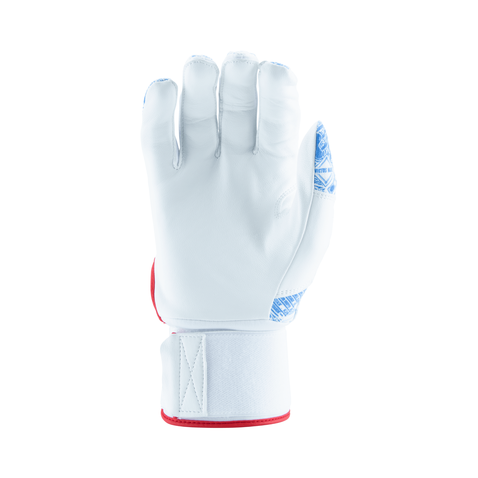Victus Nox Full Wrap Batting Glove in Red, Royal, and Columbia colors, featuring a luxurious sheepskin palm and four-way stretch knit.