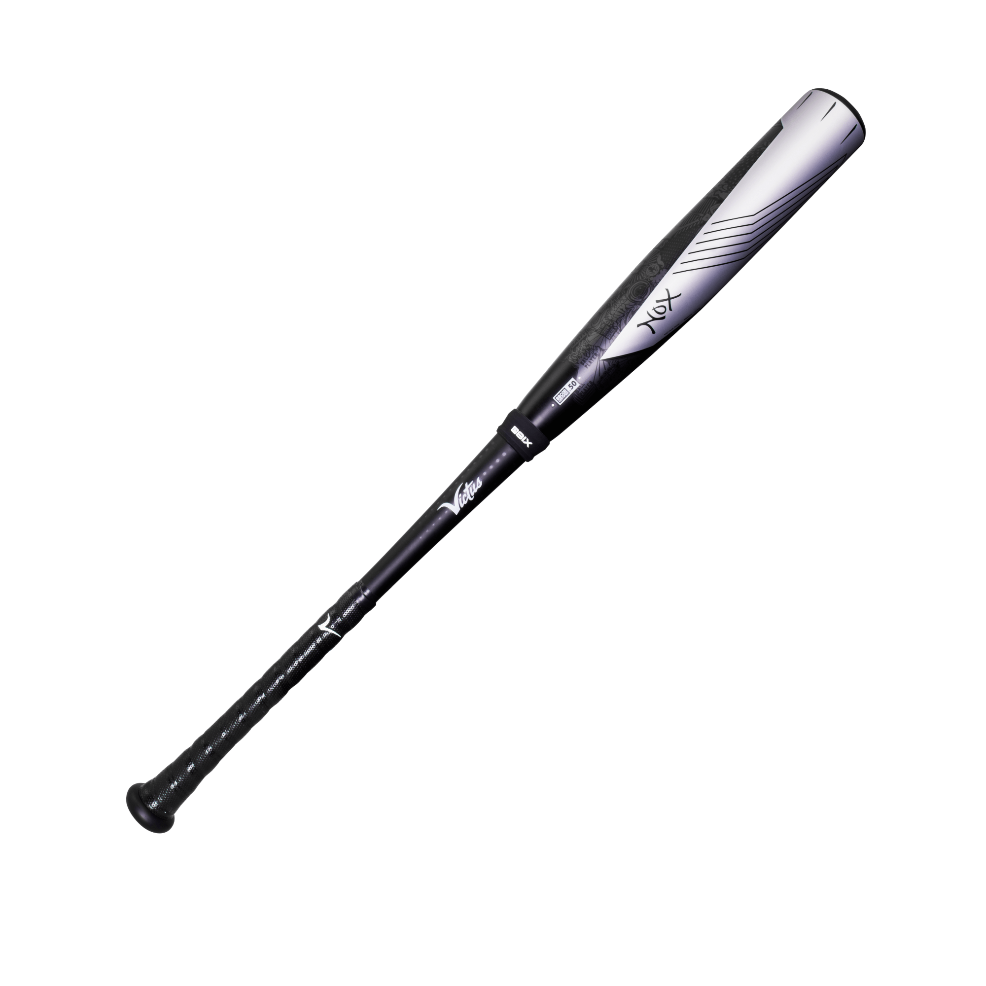 Two-piece hybrid baseball bat with carbon composite handle and military-grade aluminum barrel.