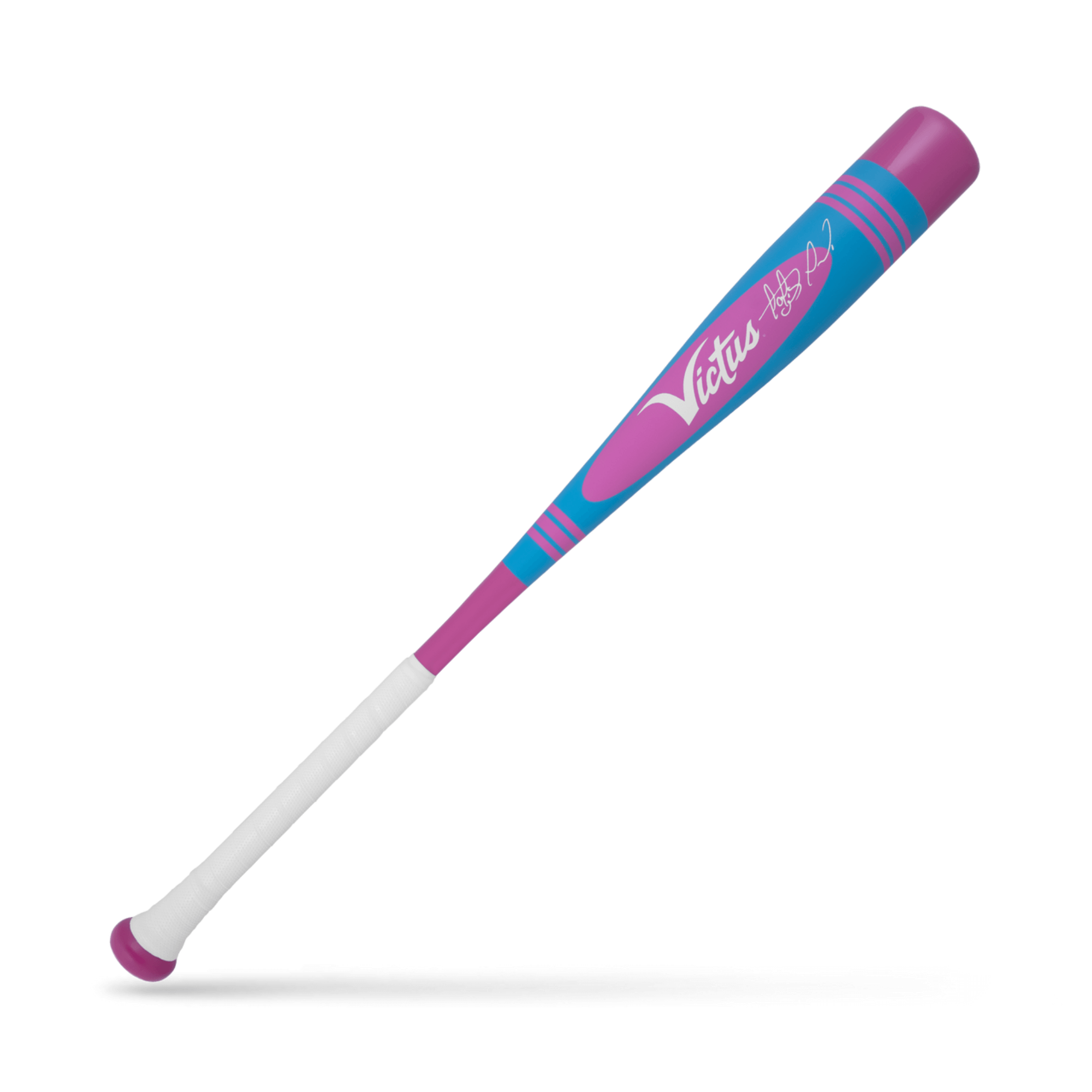 Victus Vibe Pro-Crayon Tatis (-10) USA Baseball Bat with vibrant pink and blue design, one-piece aluminum construction.