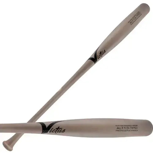 Victus ALT13 Torpedo Pro Reserve Bat - Front & Back views, Grey Wood with ProPACT finish