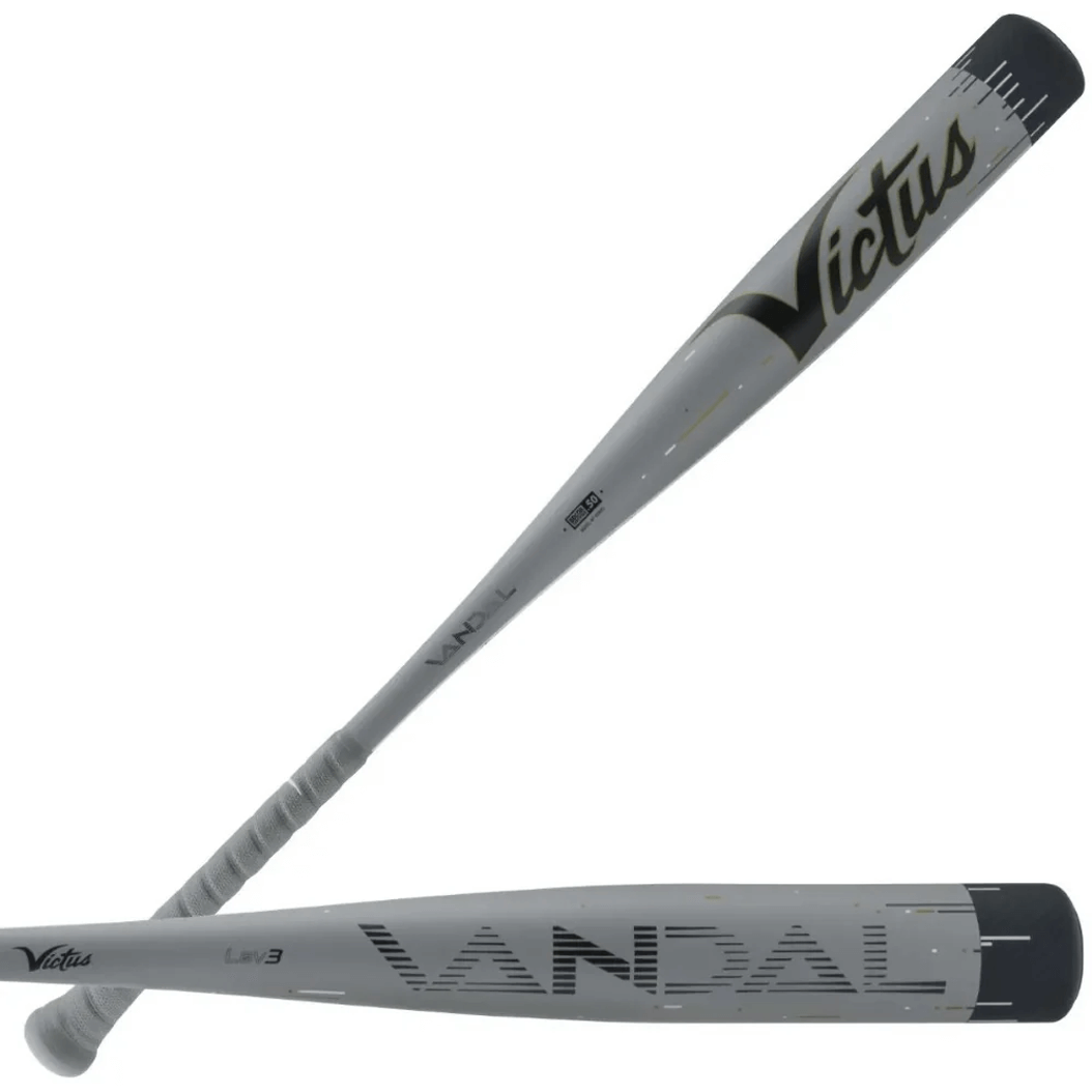 Victus Vandal LEV3 BBCOR baseball bat showcasing sleek design and ergonomic handle for enhanced swing speed and control.