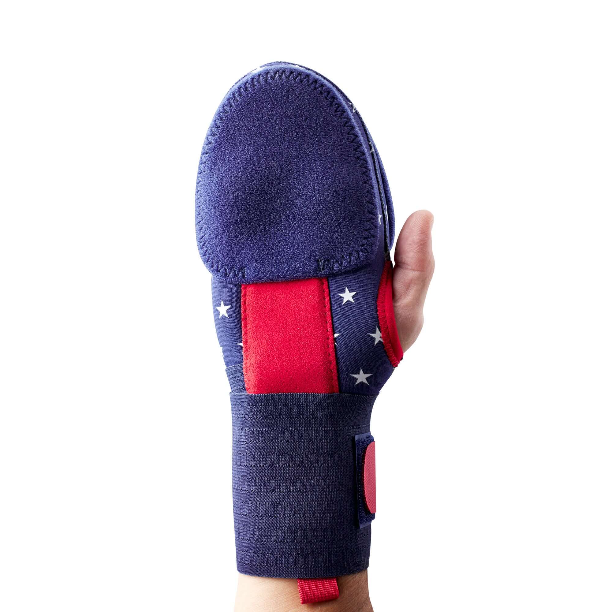 Evoshield Sliding Mitt featuring navy, scarlet, and white design with protective padding for baseball base running.