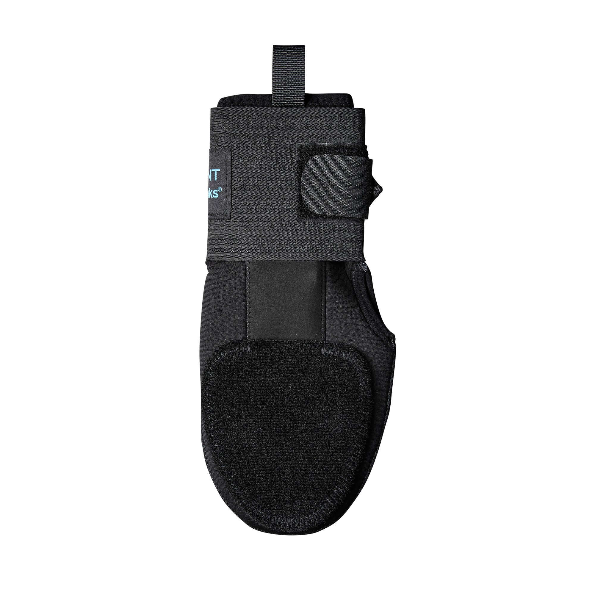 Evoshield Autism Speaks Sliding Mitt LH in black, featuring protective plates and elastic compression straps for stability.